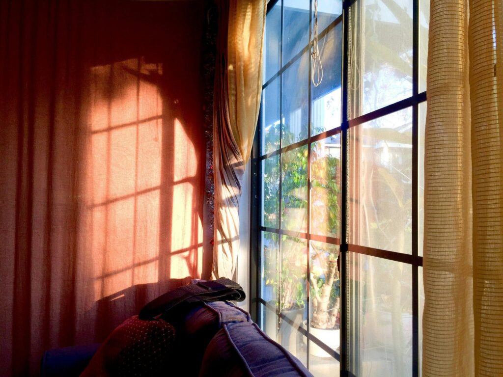 white window curtain on window project in Colorado